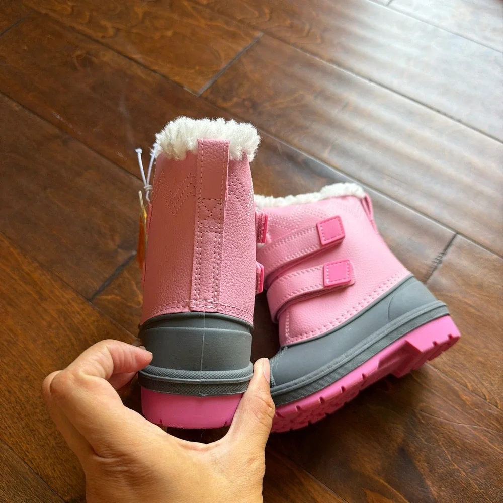 Cat & Jack Denver Pink Waterproof Snow Boots Faux Fur Trim Toddler Size 7 NEW